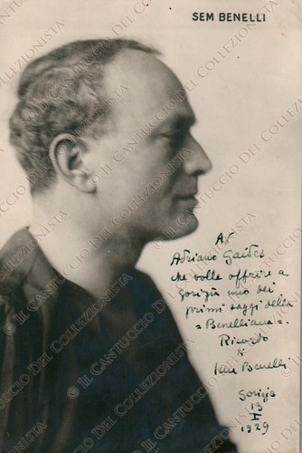 1929 GORIZIA Sem Benelli poeta scrittore drammaturgo AUTOGRAFO Fotografia - Picture 1 of 2