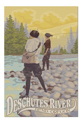 Bend Oregon Deschutes River Women Fishing 20x30 Premium 1000 Piece Jigsaw