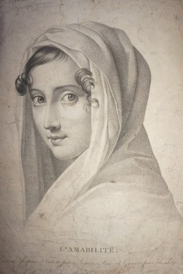 Charles LEMIRE (act.c.1793-1819) GRAVURE XIX° PORTRAIT FEMME ALLEGORIE AMABILITE