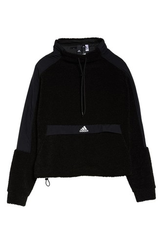 

Женский пуловер Adidas с высоким воротником из флиса, черный, Blacks