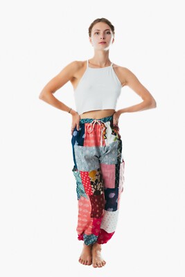 Unisex handmade boho hippie aladdin patchwork harem yoga pants one size women