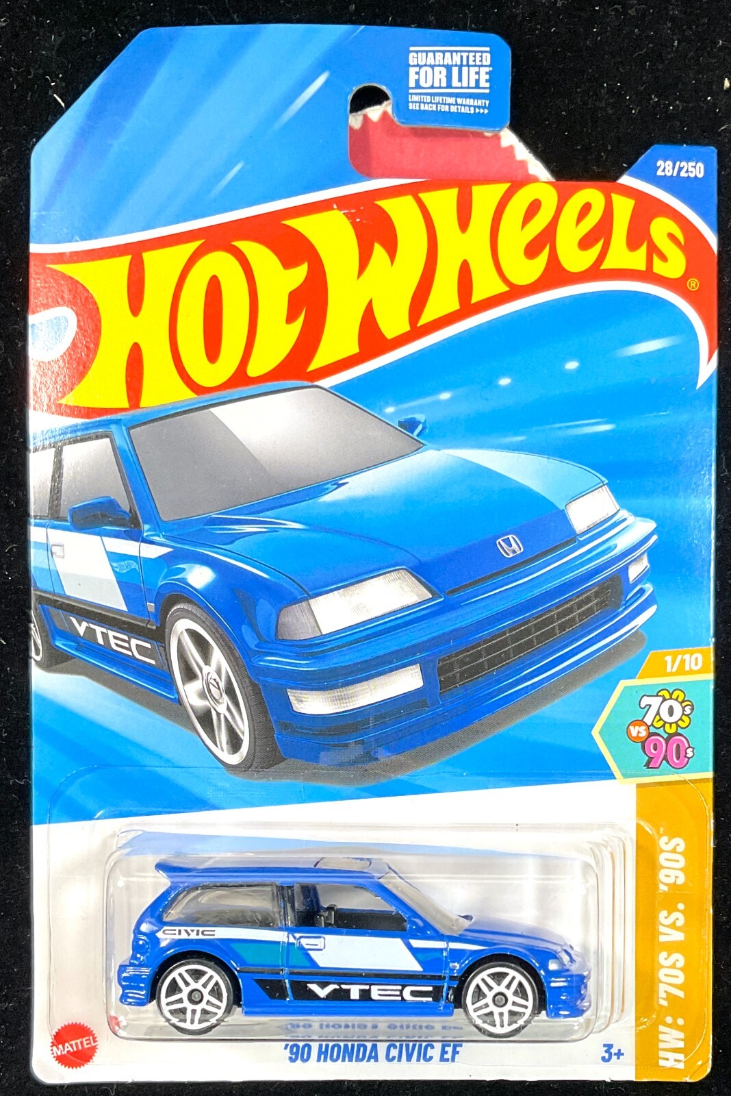 2025 Case A Hot Wheels '90 Honda Civic EF Blue VTEC 70 Vs 90