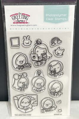 The Greeting Farm MINKIE PLANNER #3 Journal Little Girl Rubber Stamps Set