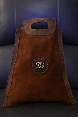 1970's GUCCI Vintage Top Handle Suede Leather Brass Logo Tote Shopping Money Bag