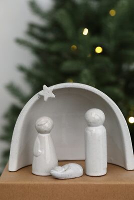 Porcelain Nativity Scene Set,4Pcs Ceramic Christmas Tabletop Scene-4.5'' Tall,...