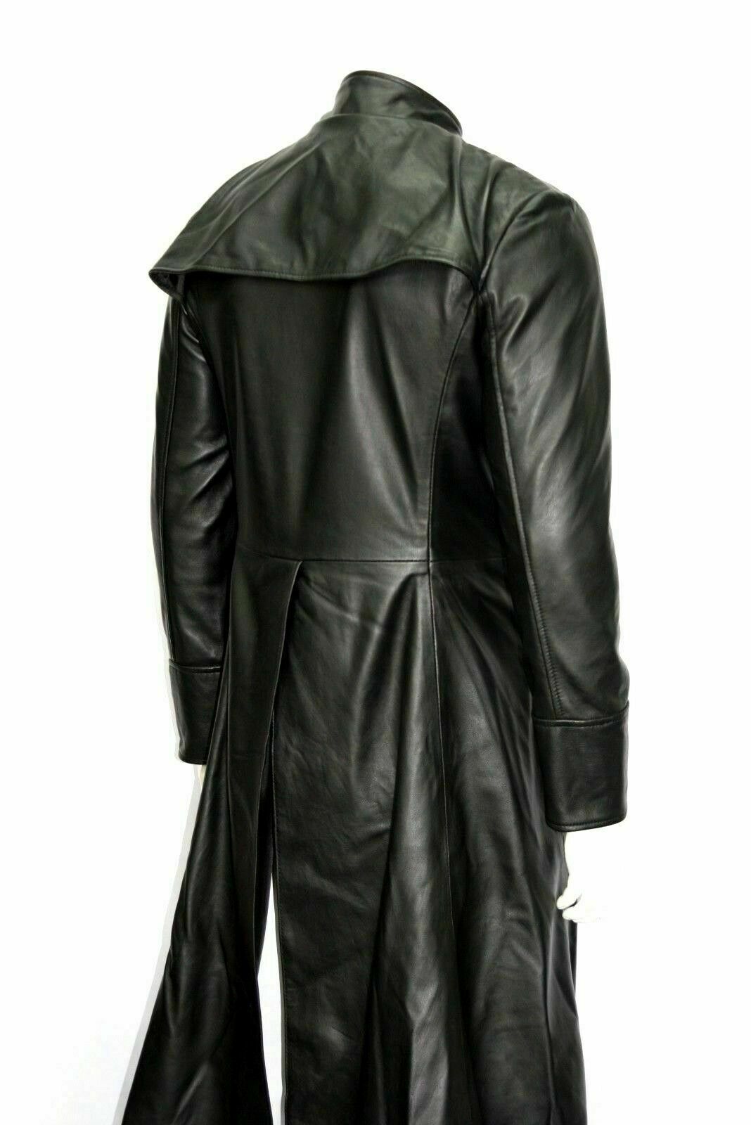 ZAFY LEATHER NEU HERREN SCHWARZ TRENCHCOAT LANGER MANTEL ECHTLEDER WEICH SCHAFSFELL ZL05