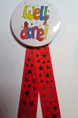 School / club Achievement Badges with Ribbon Tails FREE uk postage