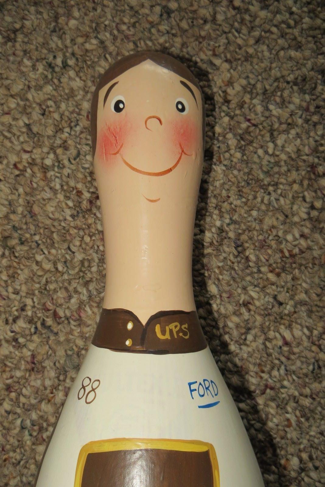 vtg hand painted UPS bowling pin award, 88 and ford on it