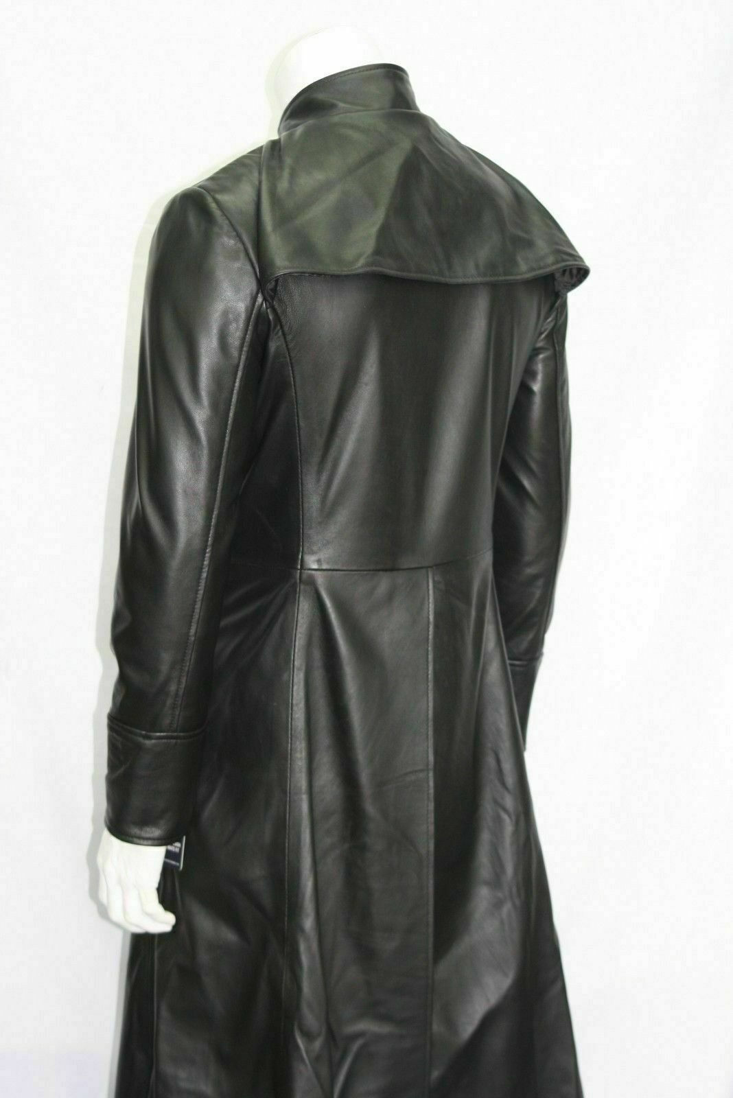 ZAFY LEATHER NEU HERREN SCHWARZ TRENCHCOAT LANGER MANTEL ECHTLEDER WEICH SCHAFSFELL ZL05