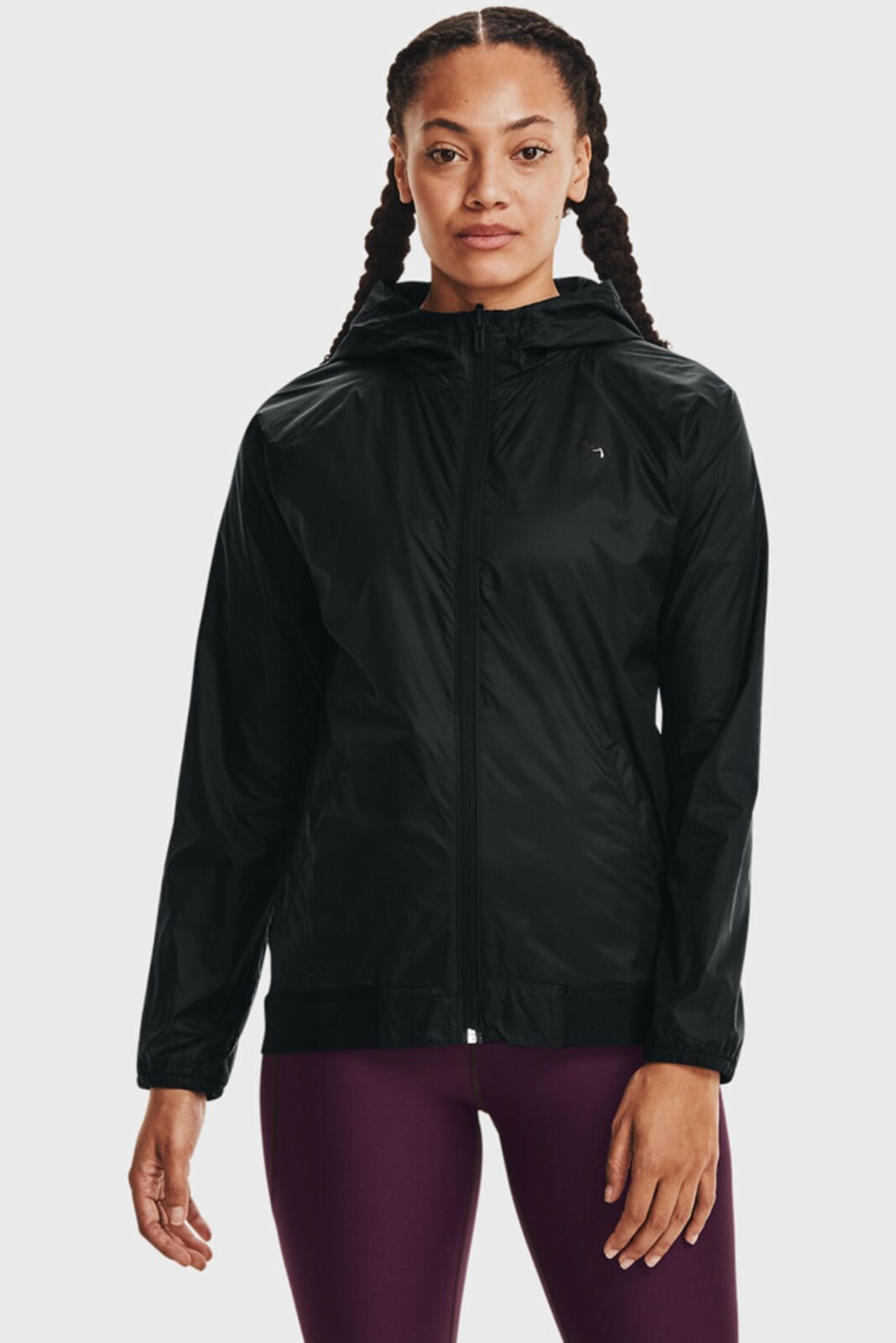 

Under Armour Woven Reversible Full Zip Jacket Womens Black Windbreaker Top, Черный, Under Armour Woven Reversible Full Zip Jacket