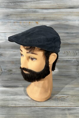 Barbour Wax Flat Cap Black Size S-M Waxed Cotton England Style