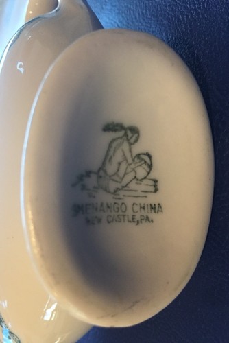 Vintage SHENANGO CHINA INDiVIDUAL TURQUOISE/GREEN GRAVY BOAT RESTAURANT-WARE