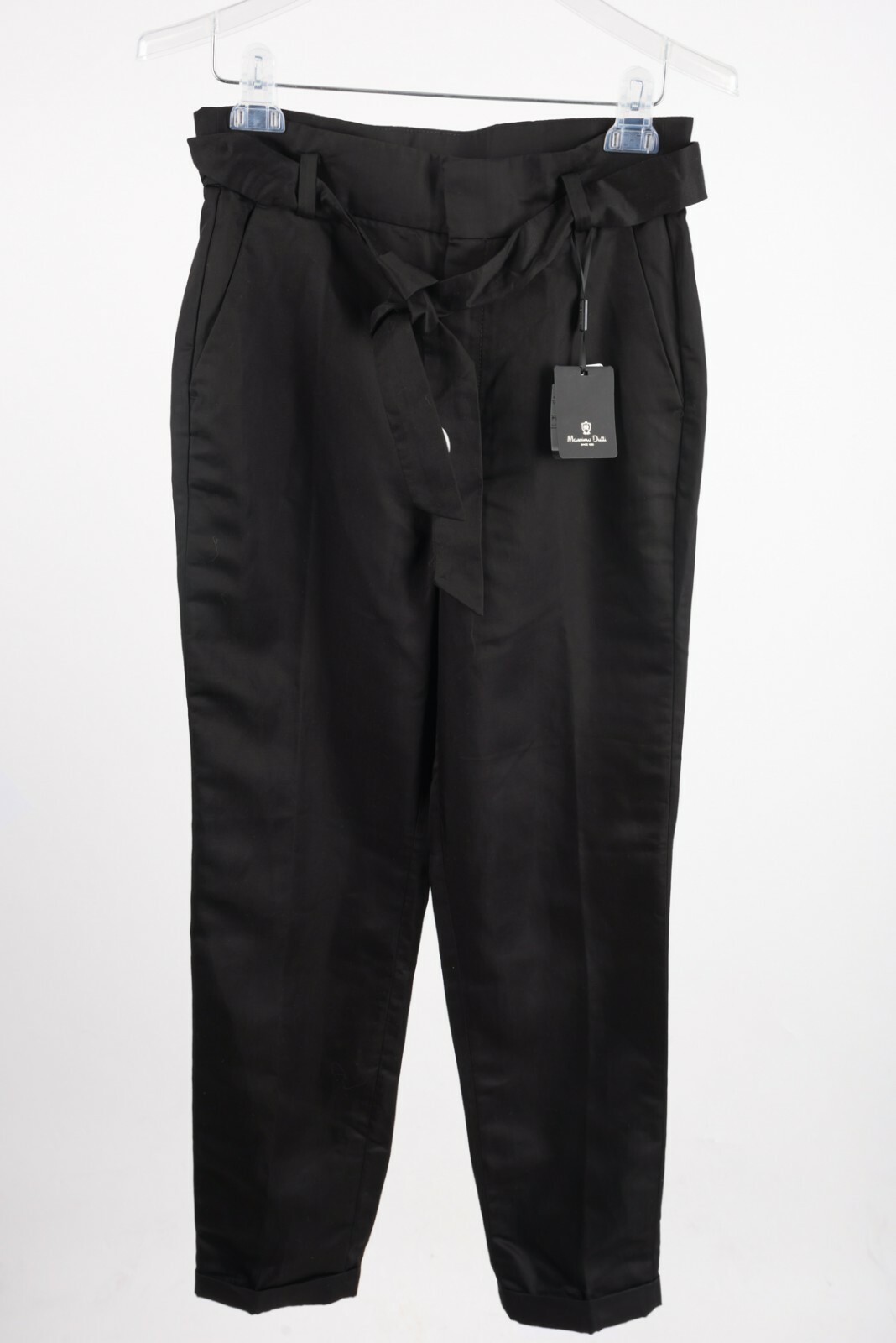 Massimo Dutti Women's Pants Sz 4 Eu 36 Black Lyocell Belted
