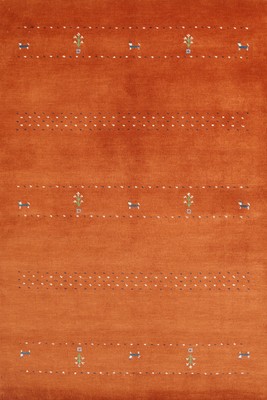 Unique Vibrant Rug Orange Handmade Wool Gabbeh Carpet 4x6 ft.