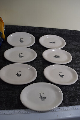 7 Nest Chirp Oval Snack Plates M Studios Magenta Original Rae Dunn Rare Lot