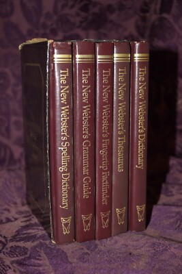 New Websters Deluxe Desk Reference Library Set 5 Vintage Books Dictionary NICE!