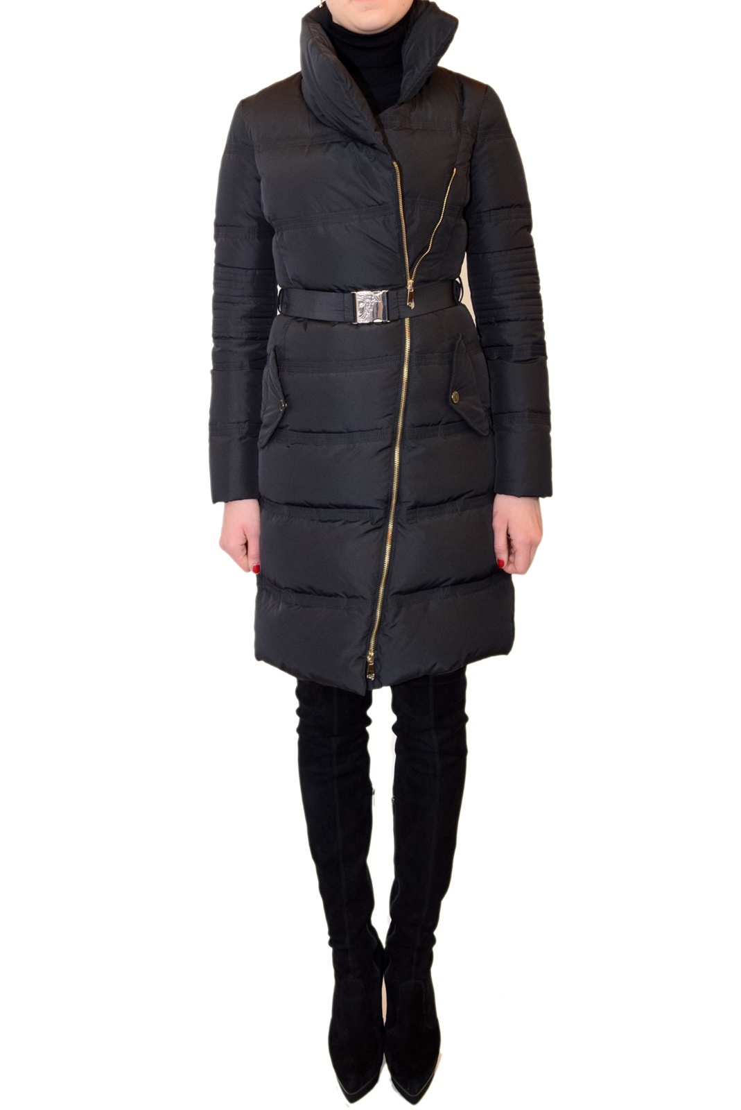 Pre-owned Versace Collection Down Puffer Coat In Navy Blue, Black, Camel