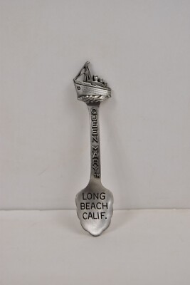 Queen Mary Long Beach California Pewter Vintage Souvenir Spoon Collectible