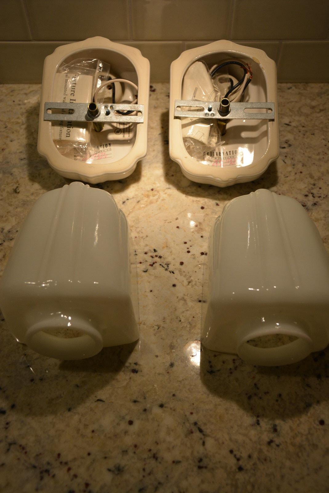 Rejuvenation Hardware Light Fixtures Sconces Bathroom White Porcelain Pair