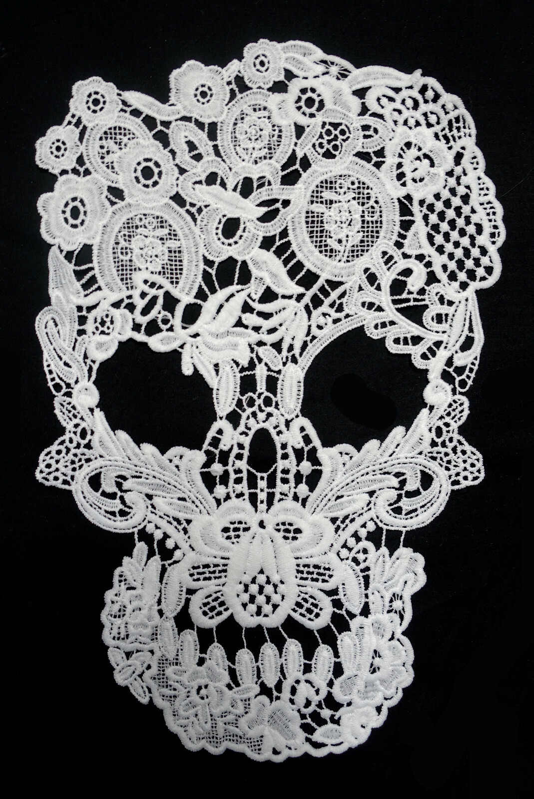 Zalati Spitzenapplikation Patch – Totenkopf, Baumwolle, 28x19 Cm