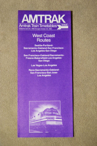 Amtrak West Coast Routes Timetable - April 25, 1982