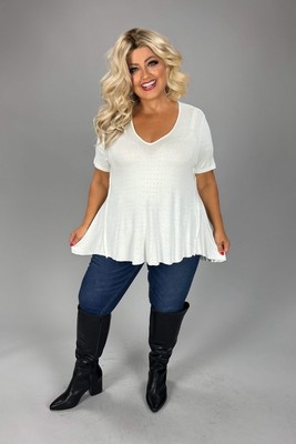 44 SD  VOCAL  {Haste Makes Waste} Off White Top w/Rhinestones PLUS SIZE XL 2X 3X