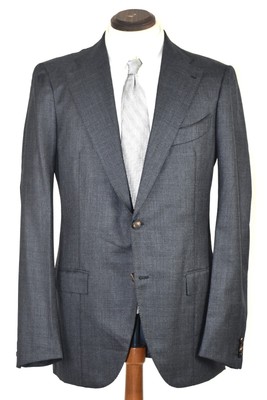 Bespoke Sartoria Formosa Hardy Minnis Savile Row London Grey SUIT Slim 40 L to R