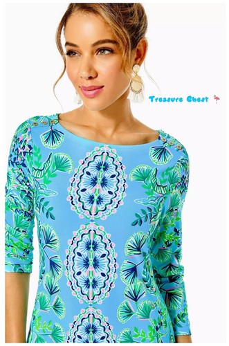 Pre-owned Lilly Pulitzer Seralina Maxi Frenchie Blue Mosaic Shells $298 Size L,xl In Multicolor
