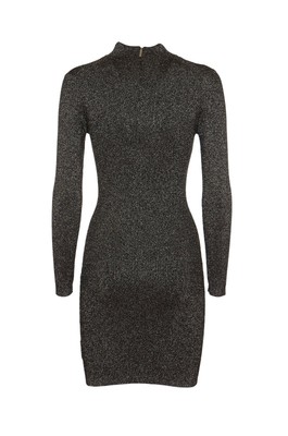 Pre-owned Michael Kors Michael  Ribbed-knit Midi Dress S In Black