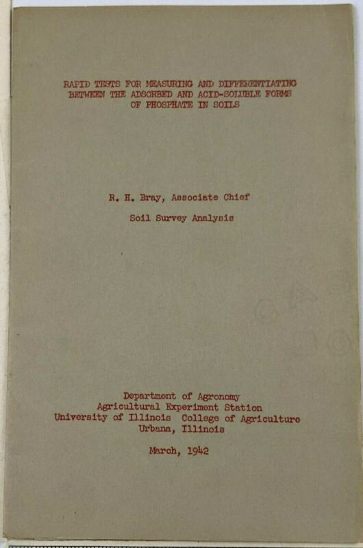 1942 Univ of Illinois Agriculture Dept Soil Survey Analysis Report Booklet Tests