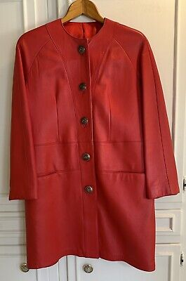 1960s Coats and Jackets Vintage 1960's Women's Mod Red Leather Coat New England Sportswear Company Sz 12 $55.00 AT vintagedancer.com