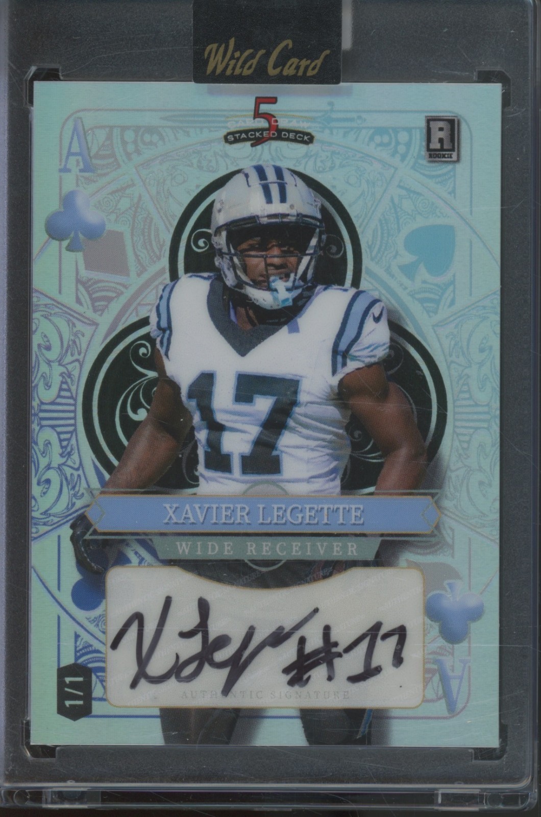 2024 Wild Card 5 Card Draw Stacked Deck Silver Xavier Legette 1/1 Auto RC Rookie
