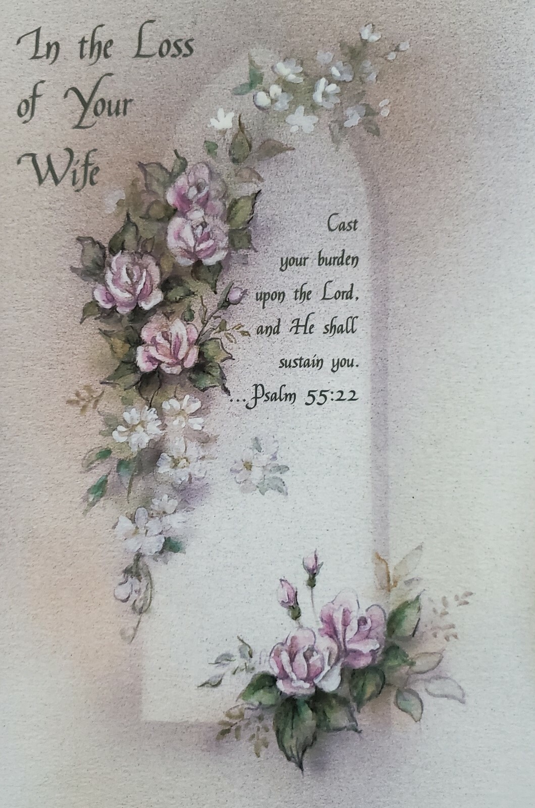 'In the Loss of Your Wife w Psalm 55:22' sympathy greeting card