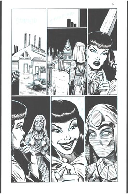 Domino Lady vs the Mummy 4 pages of original inks