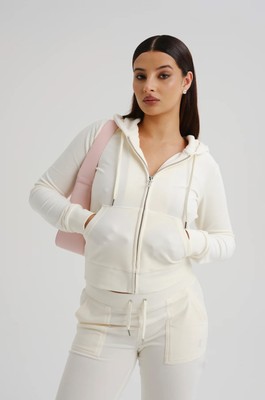 

Juicy Couture Wmns Robertson Classic Velour Zip Trough Hoodie Women Sugar Swizzl, Бежевый