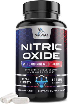 Nitric Oxide Booster Supplement w/ L-Arginine 2010mg Highest Potency Muscle Pump