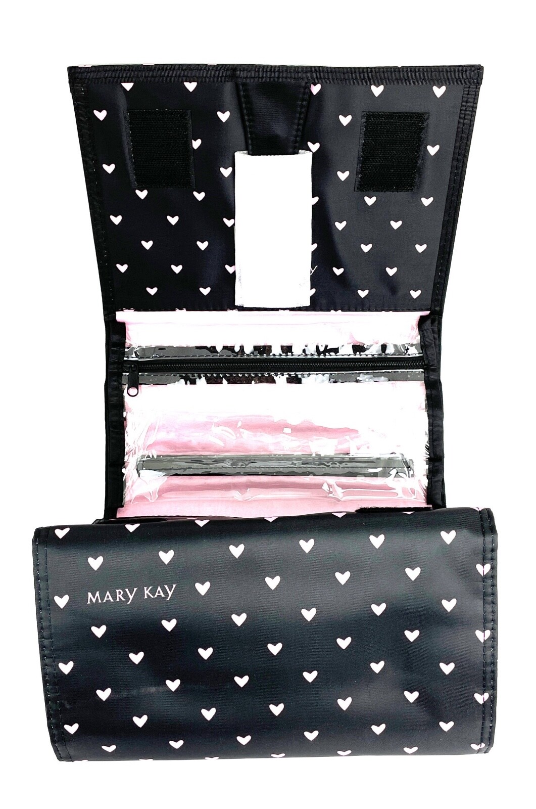 MARY KAY TRAVEL ROLL UP BAG ORGANIZER~HEARTS~HANGING~W/ 4 REMOVABLE POUCH
