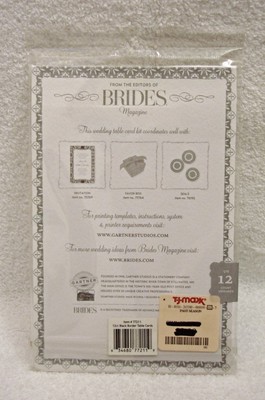 12 Printable Wedding Table Cards/Menus, Brides Magazine, #77211, White & Black