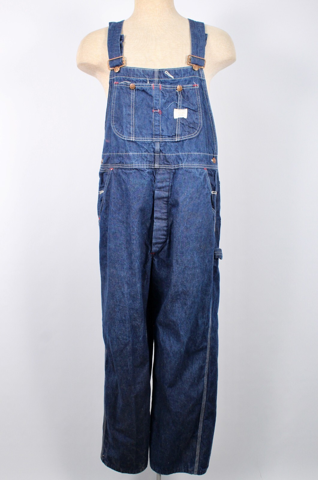 Mens VTG 70s Blue Denim Big Mac Overalls Sz L 1970s Square