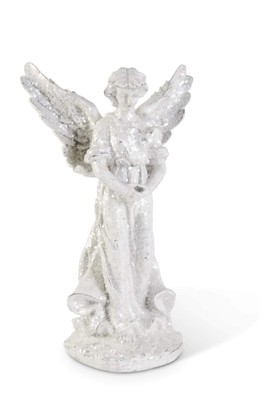 K&K Interiors 50370A 18.5 Inch White Glitter Standing Angel