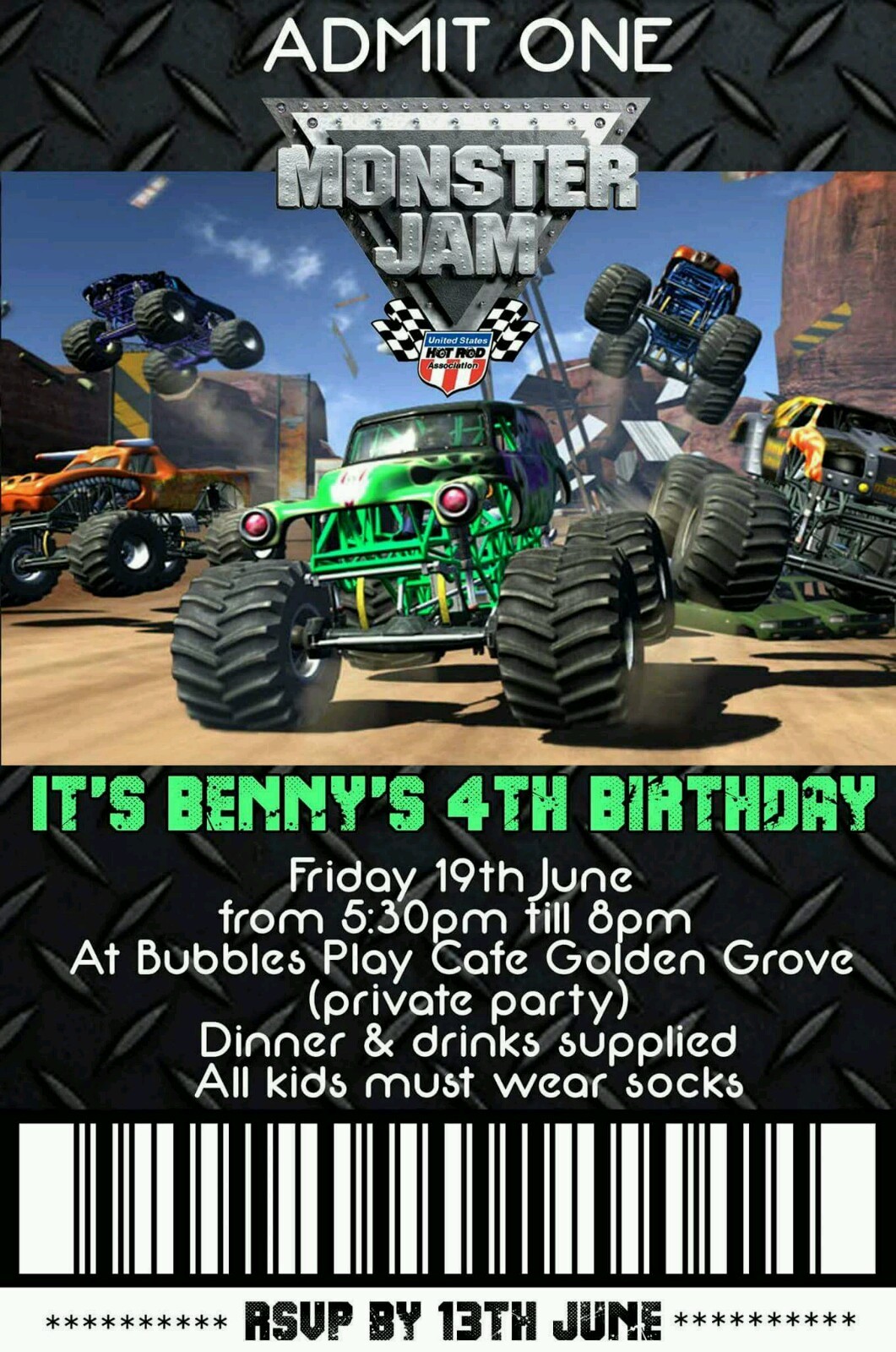 Monster Jam Digital Invitation Monster Jam Party Printables Monster Truck | eBay for Free Printable Monster Truck Birthday Banner