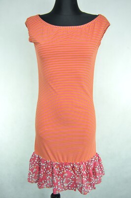Save The Queen Orange Striped Dress Women's size M