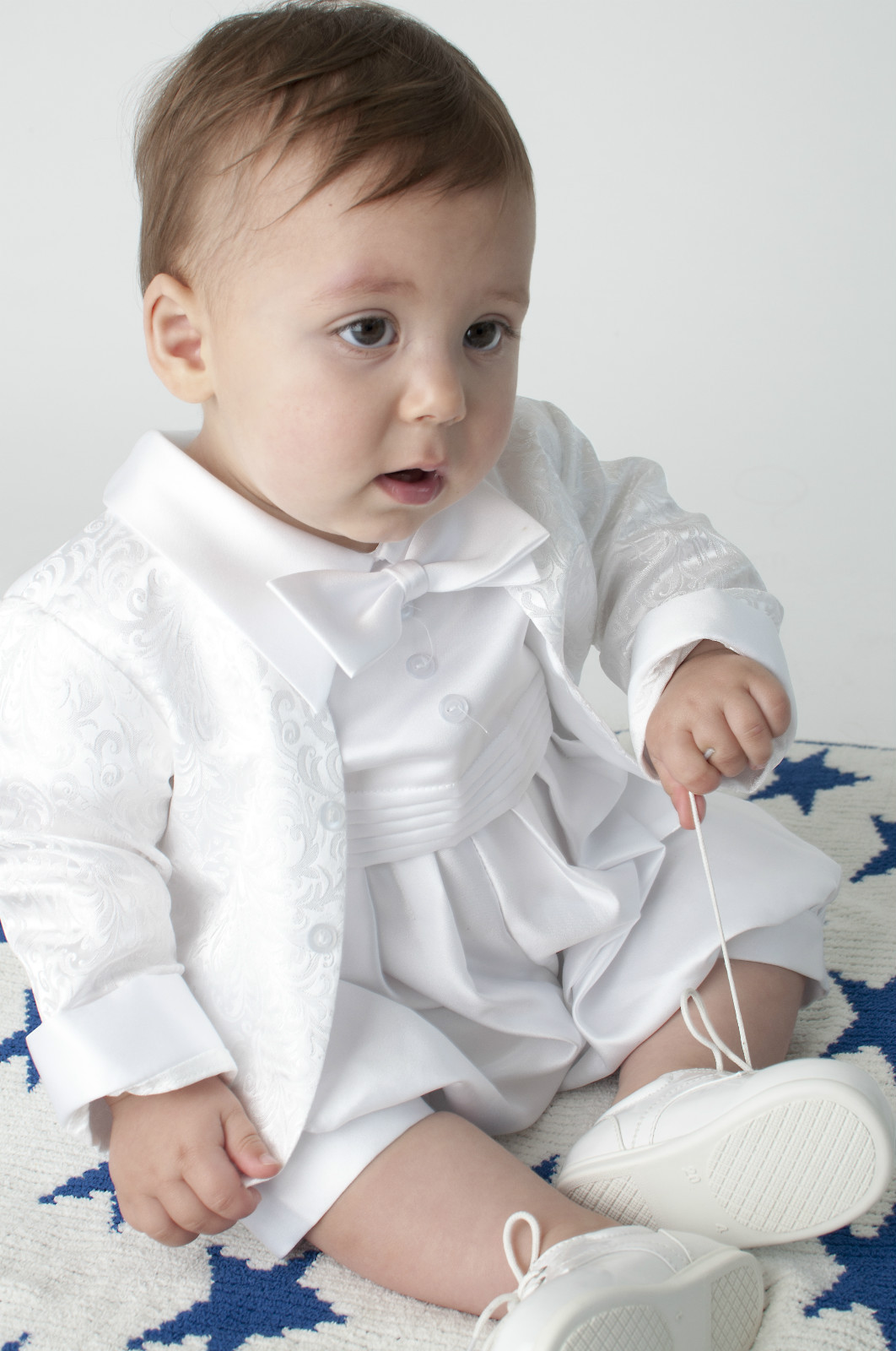 white christening romper boy