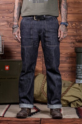 Simple&Raw Union Baker 16oz White Selvedge Denim Men's Jeans Slim Straight Fit