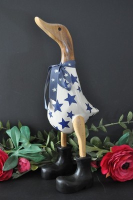 Emma Bridgewater Inspired  Medium Wooden Duck  in Starry Skies Design with Boots
