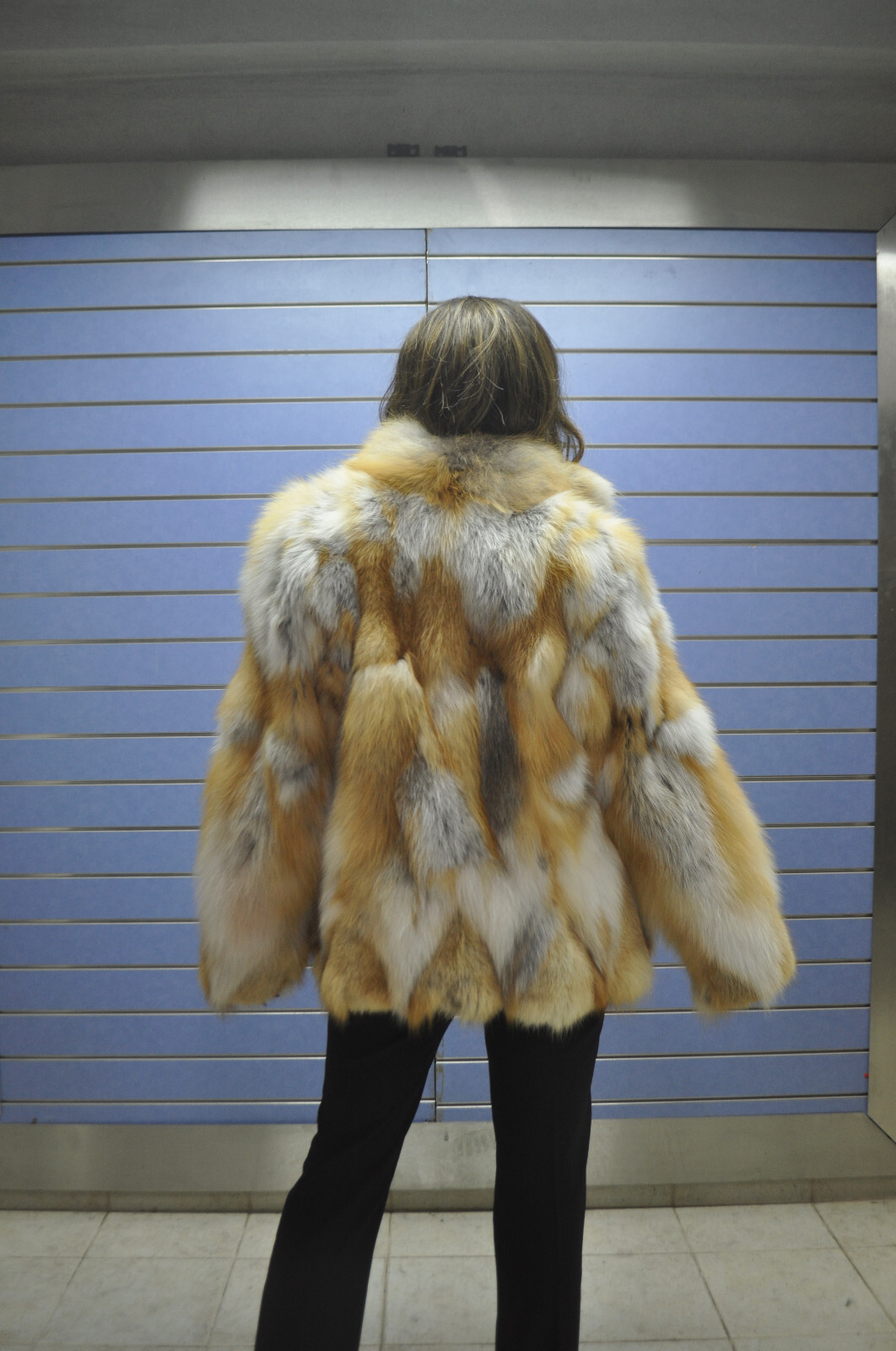 Pre-owned Fenzo Furs Natural Genuine Red Fox Jacket Feal Fox Fur Halfskin Coat With Collar