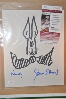 Vintage JIMMY STEWART Signed & Hand-drawn 