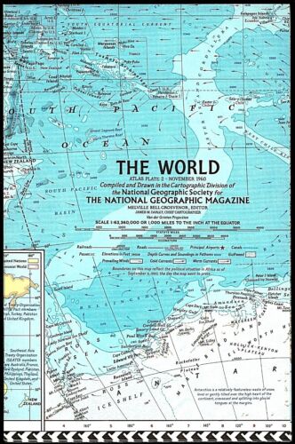 1960-11 November Vintage Map of THE WORLD National Geographic Society - B (A)