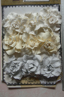 FROST GYPSY ROSES - 9 Mixed Paper ROSES - 40-45mm PRIMA EBRf