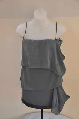 Pre-owned Brunello Cucinelli $1120  Women's Silk Tiered Tube Top Size M In Green